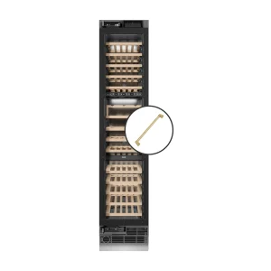ZLINE Autograph Edition 18-Inch 9.0 Cu. Ft. Triple Zone 68 Bottle Panel Ready Left Hinge Column Wine Cooler with Champagne Bronze Accents (RBCWVLZ-18-