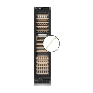 ZLINE Autograph Edition 18-Inch 9.0 Cu. Ft. Triple Zone 68 Bottle Panel Ready Left Hinge Column Wine Cooler with Polished Gold Accents (RBCWVLZ-18-G)