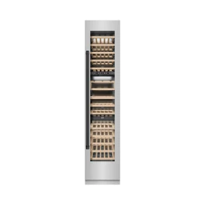 ZLINE Autograph Edition 18-Inch 9.0 Cu. Ft. Triple Zone 68 Bottle Right Hinge Column Wine Cooler in Stainless Steel with Matte Black Accents (RCWVRZ-3