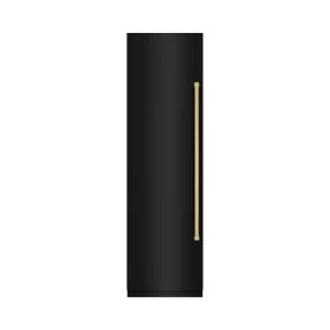 ZLINE Autograph Edition 24-Inch 12.4 Cu. Ft. Column Freezer in Black Stainless Steel with Graphite Gray Interior and Champagne Bronze Accents (RCFVZ-B