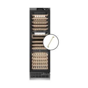 ZLINE Autograph Edition 24-Inch 12.4 Cu. Ft. Triple Zone 100 Bottle Panel Ready Column Wine Cooler with Polished Gold Accents (RBCWVZ-24-G)