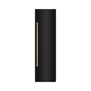 ZLINE Autograph Edition 24-Inch 12.5 Cu. Ft. Column Refrigerator in Black Stainless Steel with Graphite Gray Interior and Polished Gold Accents (RCRVZ