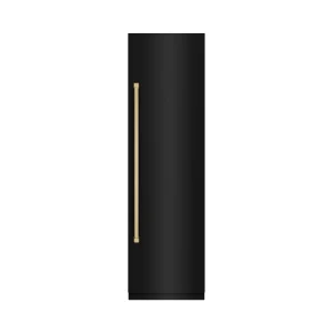 ZLINE Autograph Edition 24-Inch 12.5 Cu. Ft. Column Refrigerator in Black Stainless Steel with Graphite Gray Interior and Champagne Bronze Accents (RC
