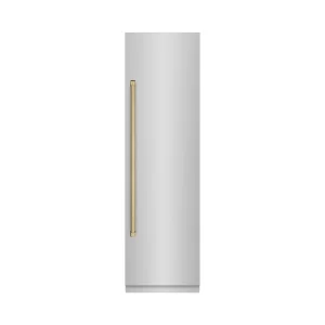 ZLINE Autograph Edition 24-Inch 12.5 Cu. Ft. Column Refrigerator in Stainless Steel with Graphite Gray Interior and Champagne Bronze Accents (RCRVZ-30