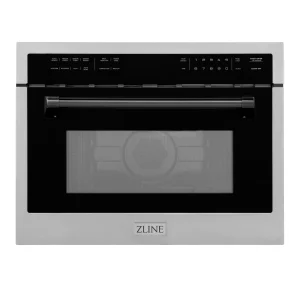 ZLINE Autograph Edition 24-Inch 1.6 cu ft. Built-in Convection Microwave Oven in Stainless Steel with Matte Black Accents (MWOZ-24-MB)
