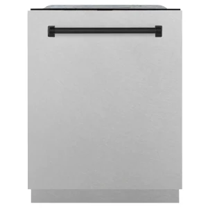 ZLINE Autograph Edition 24-Inch 3rd Rack Top Control Tall Tub Dishwasher in Satin Stainless Steel with Matte Black Handle, 44 dBa (DWMTZ-SN-24-MB)