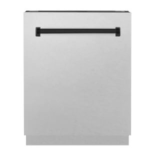 ZLINE Autograph Edition 24-Inch 3rd Rack Top Control Tall Tub Dishwasher in Satin Stainless Steel with Matte Black Handle, 51dBa (DWVZ-SN-24-MB)