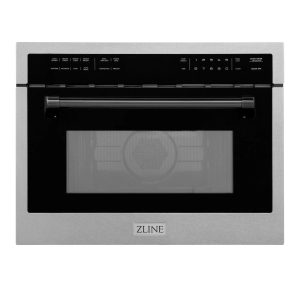 ZLINE Autograph Edition 24-Inch Microwave Oven in Satin Stainless Steel with Matte Black Accents (MWOZ-24-SS-MB)