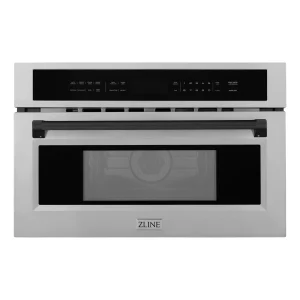 ZLINE Autograph Edition 30-Inch 1.6 cu ft. Built-in Convection Microwave Oven in Stainless Steel with Champagne Matte Black Accents (MWOZ-30-MB)