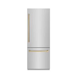 ZLINE Autograph Edition 30-Inch 16.1 Cu. Ft. Built-In Bottom Freezer Refrigerator with Water Dispenser and Ice Maker in Stainless Steel with Graphite