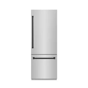 ZLINE Autograph Edition 30-Inch 16.1 Cu. Ft. Built-In Bottom Freezer Refrigerator with Water Dispenser and Ice Maker in Stainless Steel with Graphite