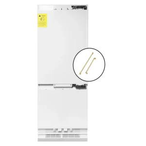 ZLINE Autograph Edition 30-Inch 16.1 cu. ft. Panel Ready Built-in 2-Door Bottom Freezer Refrigerator with Internal Water and Ice Dispenser with Champa