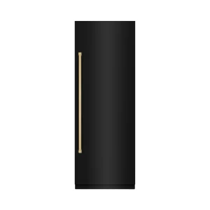ZLINE Autograph Edition 30-Inch 16.7 Cu. Ft. Column Refrigerator in Black Stainless Steel with Graphite Gray Interior and Champagne Bronze Accents (RC
