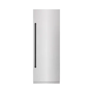 ZLINE Autograph Edition 30-Inch 16.7 Cu. Ft. Column Refrigerator in Satin Stainless Steel with Graphite Gray Interior and Matte Black Accents (RCRVZ-S