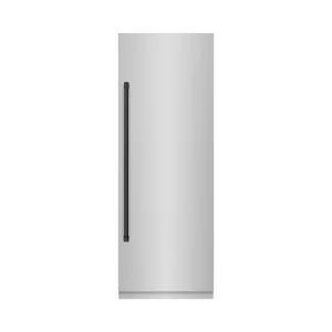 ZLINE Autograph Edition 30-Inch 16.7 Cu. Ft. Column Refrigerator in Stainless Steel with Graphite Gray Interior and Matte Black Accents (RCRVZ-30430-M