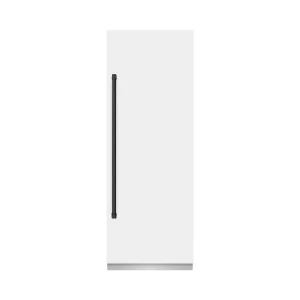 ZLINE Autograph Edition 30-Inch 16.7 Cu. Ft. Column Refrigerator in White Matte with Graphite Gray Interior and Matte Black Accents (RCRVZ-WM-30-MB)