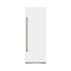 ZLINE Autograph Edition 30-Inch 16.7 Cu. Ft. Column Refrigerator in White Matte with Graphite Gray Interior and Champagne Bronze Accents (RCRVZ-WM-30-
