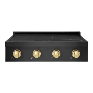 ZLINE Autograph Edition 30-Inch Paramount Induction Rangetop with 4 Element Cooktop in Black Stainless Steel and Polished Gold Accents (SINRTBZ-30-G)
