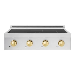 ZLINE Autograph Edition 30-Inch Paramount Induction Rangetop with 4 Element Cooktop in Satin Stainless Steel and Polished Gold Accents (SINRTSZ-30-G)