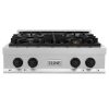 ZLINE Autograph Edition 30-Inch Porcelain Rangetop with 4 Gas Burners in Satin Stainless Steel with Matte Black Accents (RTSZ-30-MB)
