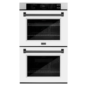 ZLINE Autograph Edition 30-Inch Professional True Convection Double Wall Oven with Air Fry and Self Clean in Satin Stainless Steel with White Matte Do