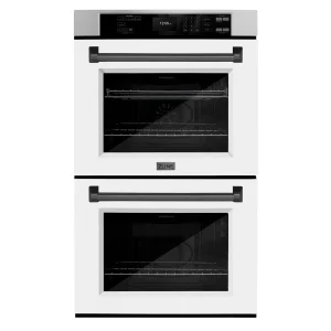 ZLINE Autograph Edition 30-Inch Professional True Convection Double Wall Oven with Air Fry and Self Clean in Stainless Steel with White Matte Doors an