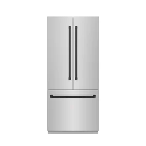 ZLINE Autograph Edition 36-Inch 19.6 Cu. Ft. French Door Built-In Bottom Freezer Refrigerator with Water Dispenser and Ice Maker in Stainless Steel wi