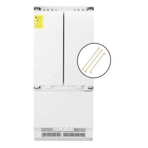 ZLINE Autograph Edition 36-Inch 19.6 cu. ft. Panel Ready Built-in 3-Door French Door Refrigerator with Internal Water and Ice Dispenser with Polished