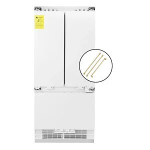 ZLINE Autograph Edition 36-Inch 19.6 cu. ft. Panel Ready Built-in 3-Door French Door Refrigerator with Internal Water and Ice Dispenser with Champagne