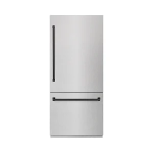 ZLINE Autograph Edition 36-Inch 19.8 Cu. Ft. Built-In Bottom Freezer Refrigerator with Water Dispenser and Ice Maker in Satin Stainless Steel and Matt