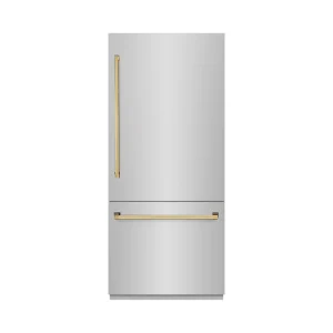 ZLINE Autograph Edition 36-Inch 19.8 Cu. Ft. Built-In Bottom Freezer Refrigerator with Water Dispenser and Ice Maker in Stainless Steel with Graphite