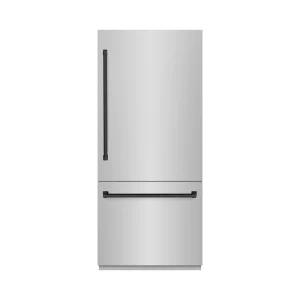 ZLINE Autograph Edition 36-Inch 19.8 Cu. Ft. Built-In Bottom Freezer Refrigerator with Water Dispenser and Ice Maker in Stainless Steel with Graphite