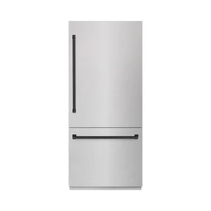 ZLINE Autograph Edition 36-Inch 19.8 Cu. Ft. Built-In Bottom Freezer Refrigerator with Water Dispenser and Ice Maker in Satin Stainless Steel with Gra