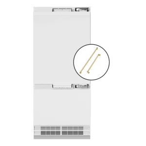 ZLINE Autograph Edition 36-Inch 19.8 Cu. Ft. Built-In Bottom Freezer Refrigerator with Water Dispenser and Ice Maker in Panel Ready with Champagne Bro