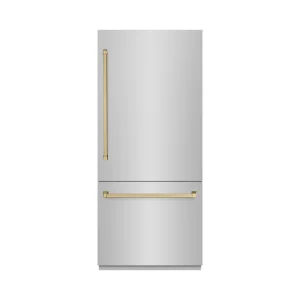 ZLINE Autograph Edition 36-Inch 19.8 Cu. Ft. Built-In Bottom Freezer Refrigerator with Water Dispenser and Ice Maker in Stainless Steel with Graphite