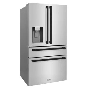 ZLINE Autograph Edition 36-Inch 21.6 cu. ft. Counter-Depth French Door Refrigerator with Water and Ice Dispenser in Fingerprint-Resistant Stainless St