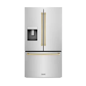ZLINE Autograph Edition 36-Inch 28.9 cu. ft. Standard-Depth French Door External Water Dispenser Refrigerator with Dual Ice Maker in Fingerprint Resis
