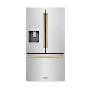 ZLINE Autograph Edition 36-Inch 28.9 cu. ft. Standard-Depth French Door External Water Dispenser Refrigerator with Dual Ice Maker in Fingerprint Resis