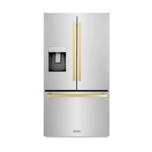 ZLINE Autograph Edition 36-Inch 28.9 cu. ft. Standard-Depth French Door External Water Dispenser Refrigerator with Dual Ice Maker in Fingerprint Resis