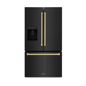 ZLINE Autograph Edition 36-Inch 28.9 cu. ft. Standard-Depth French Door External Water Dispenser Refrigerator with Dual Ice Maker in Black Stainless S