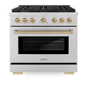 ZLINE Autograph Edition 36-Inch 5.2 cu. ft. Paramount Dual Fuel Range with 6 Burner Gas Cooktop and Electric Convection Oven in Stainless Steel with C