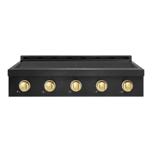 ZLINE Autograph Edition 36-Inch Paramount Induction Rangetop with 5 Element Cooktop in Black Stainless Steel and Polished Gold Accents (SINRTBZ-36-G)