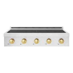ZLINE Autograph Edition 36-Inch Paramount Induction Rangetop with 5 Element Cooktop in Stainless Steel and Polished Gold Accents (SINRTZ-36-G)