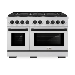 ZLINE Autograph Edition 48-Inch Paramount Gas Range with 8 Gas Burners and 6.7 cu. ft. Double Gas Oven in Stainless Steel and Matte Black Accents (SGR