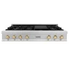 ZLINE Autograph Edition 48" Porcelain Rangetop with 7 Gas Burners in Satin Stainless Steel and Gold Accents (RTSZ-48-G)
