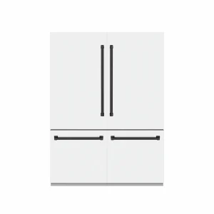 ZLINE Autograph Edition 60-Inch 32.2 cu. ft. French Door Built-In Bottom Freezer Refrigerator with Water Dispenser and Ice Maker in White Matte with G