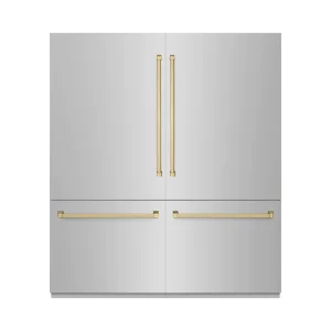 ZLINE Autograph Edition 72-Inch 39.6 Cu. Ft. French Door Built-In Bottom Freezer Refrigerator with Water Dispensers and Ice Makers in Stainless Steel