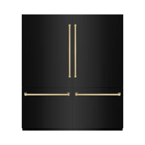ZLINE Autograph Edition 72-Inch 39.6 cu. ft. French Door Built-In Bottom Freezer Refrigerator with Water Dispensers and Ice Makers in Black Stainless