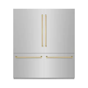 ZLINE Autograph Edition 72-Inch 39.6 Cu. Ft. French Door Built-In Bottom Freezer Refrigerator with Water Dispensers and Ice Makers in Stainless Steel