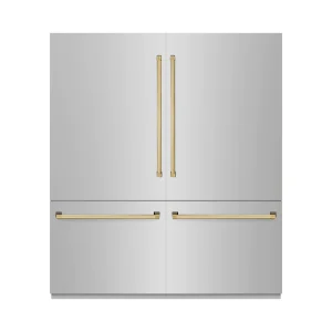 ZLINE Autograph Edition 72-Inch 39.6 Cu. Ft. French Door Built-In Bottom Freezer Refrigerator with Water Dispensers and Ice Makers in Stainless Steel